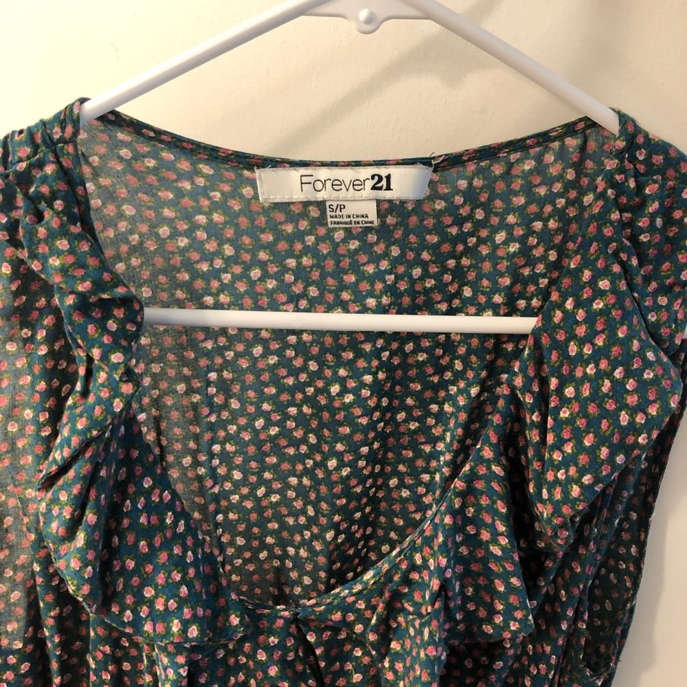 Green Ruffle Floral Dress - Picture 4 of 5
